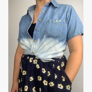 Custom Dip Dyed Vintage Button Down‎ Denim Top